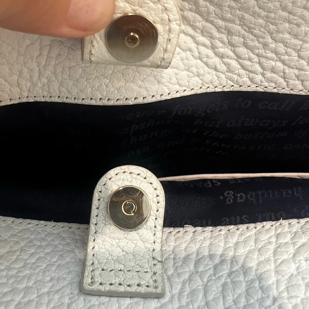 👜 💙 Kate Spade Cameron Navy & Almond Satchel | Two-Tone Pebbled Leather - Picture 5 of 16